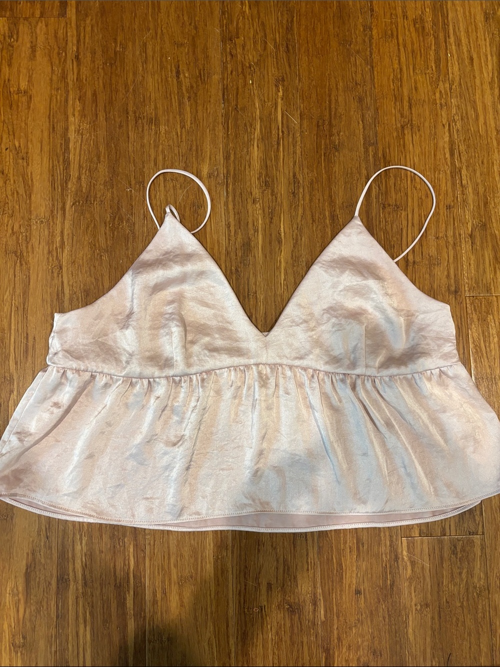 Aritzia Blush Satin Peplum Cami - Picture 1 of 2